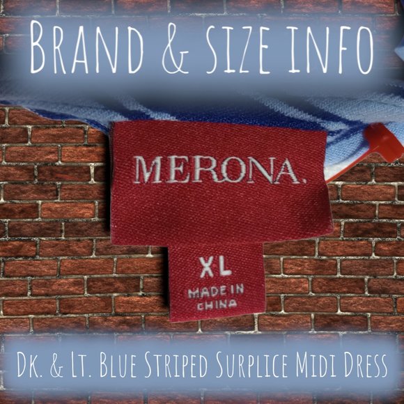 Dark & Light Blue Striped Merona Surplice Midi Dress - Picture 3 of 9